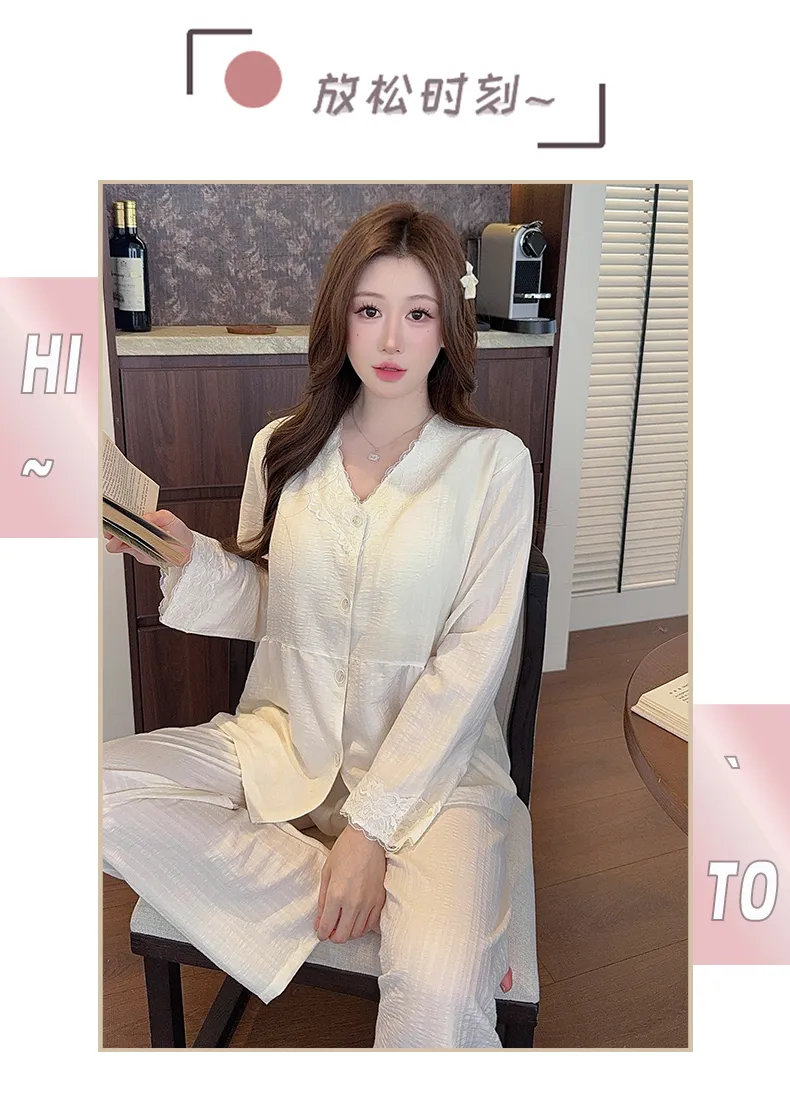 Sleep Beauty Autumn Plus Size 80-220 Jin Pajamas Cloud Cotton Cardigan Thin Casual Style Plus Size MM Loungewear · Wholesale · OEM · Worldwide Shipping - Detail 28