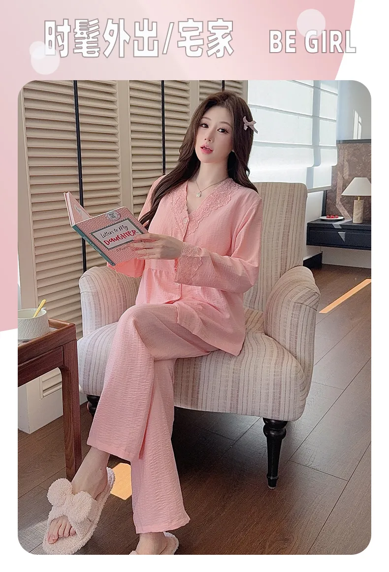 Sleep Beauty Autumn Plus Size 80-220 Jin Pajamas Cloud Cotton Cardigan Thin Casual Style Plus Size MM Loungewear · Wholesale · OEM · Worldwide Shipping - Detail 22