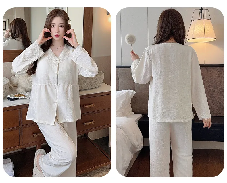Sleep Beauty Autumn Plus Size 80-220 Jin Pajamas Cloud Cotton Cardigan Thin Casual Style Plus Size MM Loungewear · Wholesale · OEM · Worldwide Shipping - Detail 27