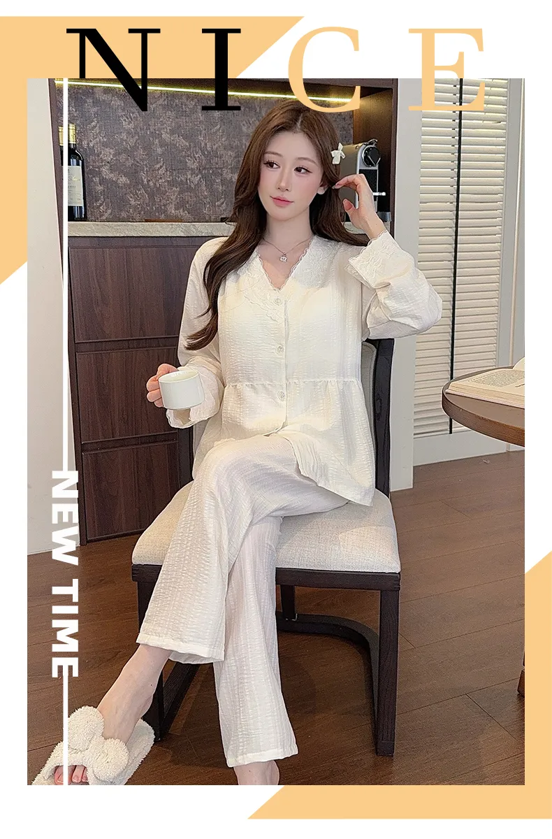 Sleep Beauty Autumn Plus Size 80-220 Jin Pajamas Cloud Cotton Cardigan Thin Casual Style Plus Size MM Loungewear · Wholesale · OEM · Worldwide Shipping - Detail 24