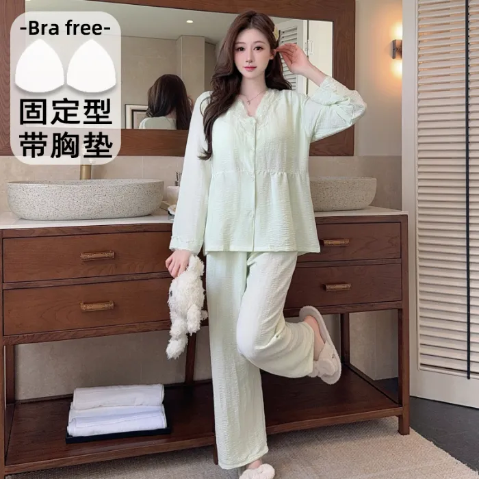 Sleep Beauty Autumn Plus Size 80-220 Jin Pajamas Cloud Cotton Cardigan Thin Casual Style Plus Size MM Loungewear · Wholesale · OEM · Worldwide Shipping - Detail 3