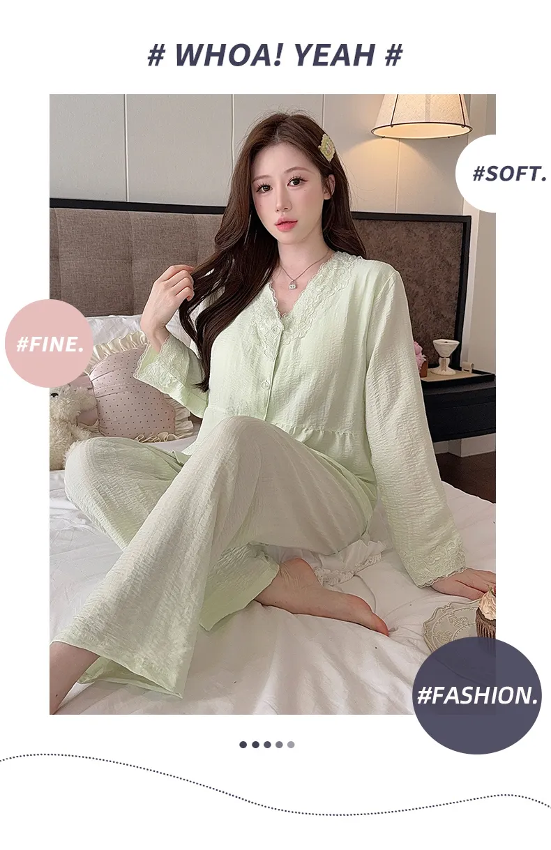 Sleep Beauty Autumn Plus Size 80-220 Jin Pajamas Cloud Cotton Cardigan Thin Casual Style Plus Size MM Loungewear · Wholesale · OEM · Worldwide Shipping - Detail 14