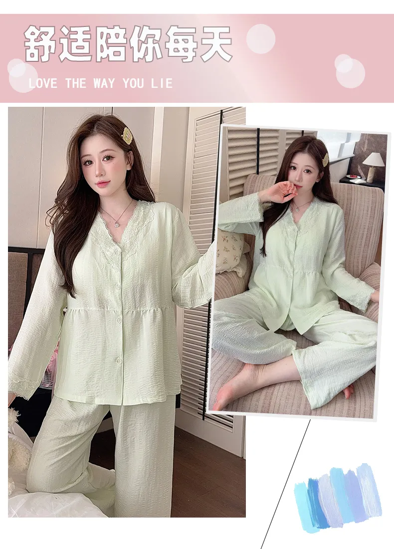 Sleep Beauty Autumn Plus Size 80-220 Jin Pajamas Cloud Cotton Cardigan Thin Casual Style Plus Size MM Loungewear · Wholesale · OEM · Worldwide Shipping - Detail 12
