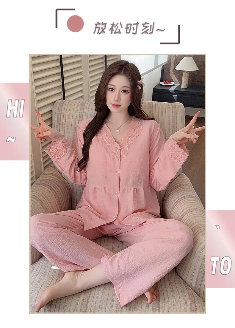 Sleep Beauty Autumn Plus Size 80-220 Jin Pajamas Cloud Cotton Cardigan Thin Casual Style Plus Size MM Loungewear · Wholesale · OEM · Worldwide Shipping - Detail 20