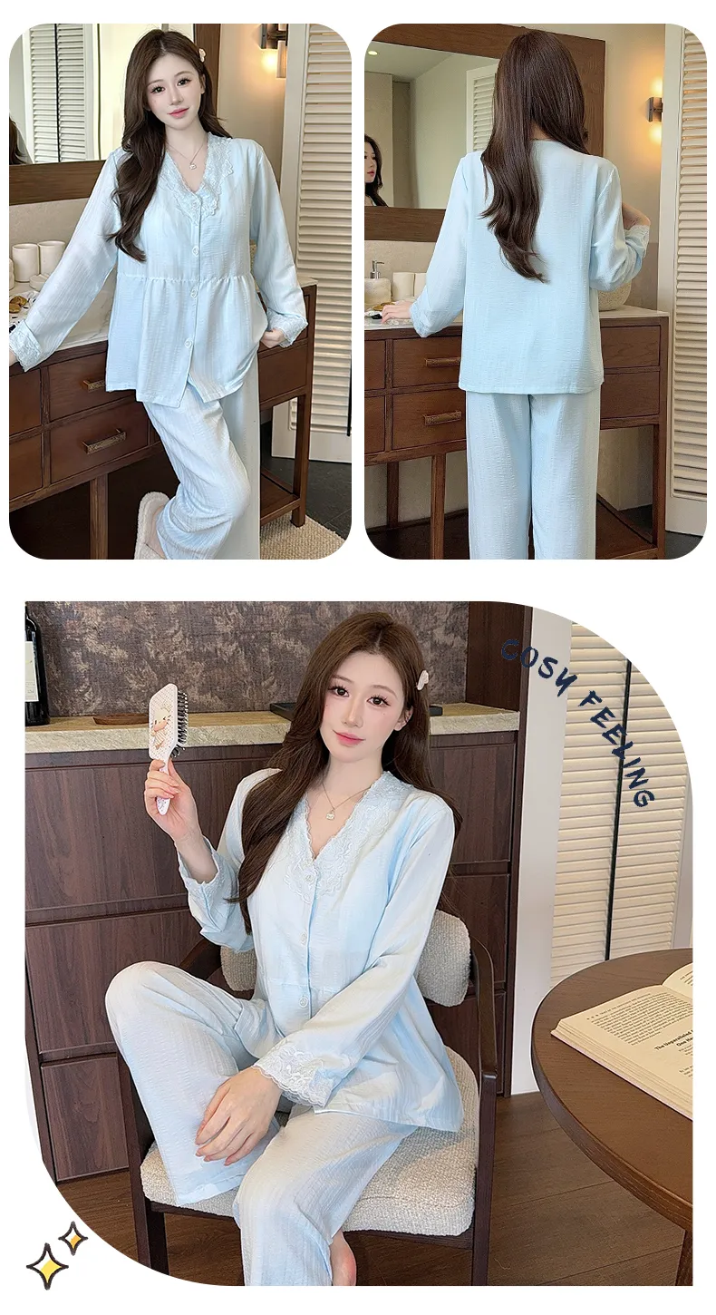 Sleep Beauty Autumn Plus Size 80-220 Jin Pajamas Cloud Cotton Cardigan Thin Casual Style Plus Size MM Loungewear · Wholesale · OEM · Worldwide Shipping - Detail 19