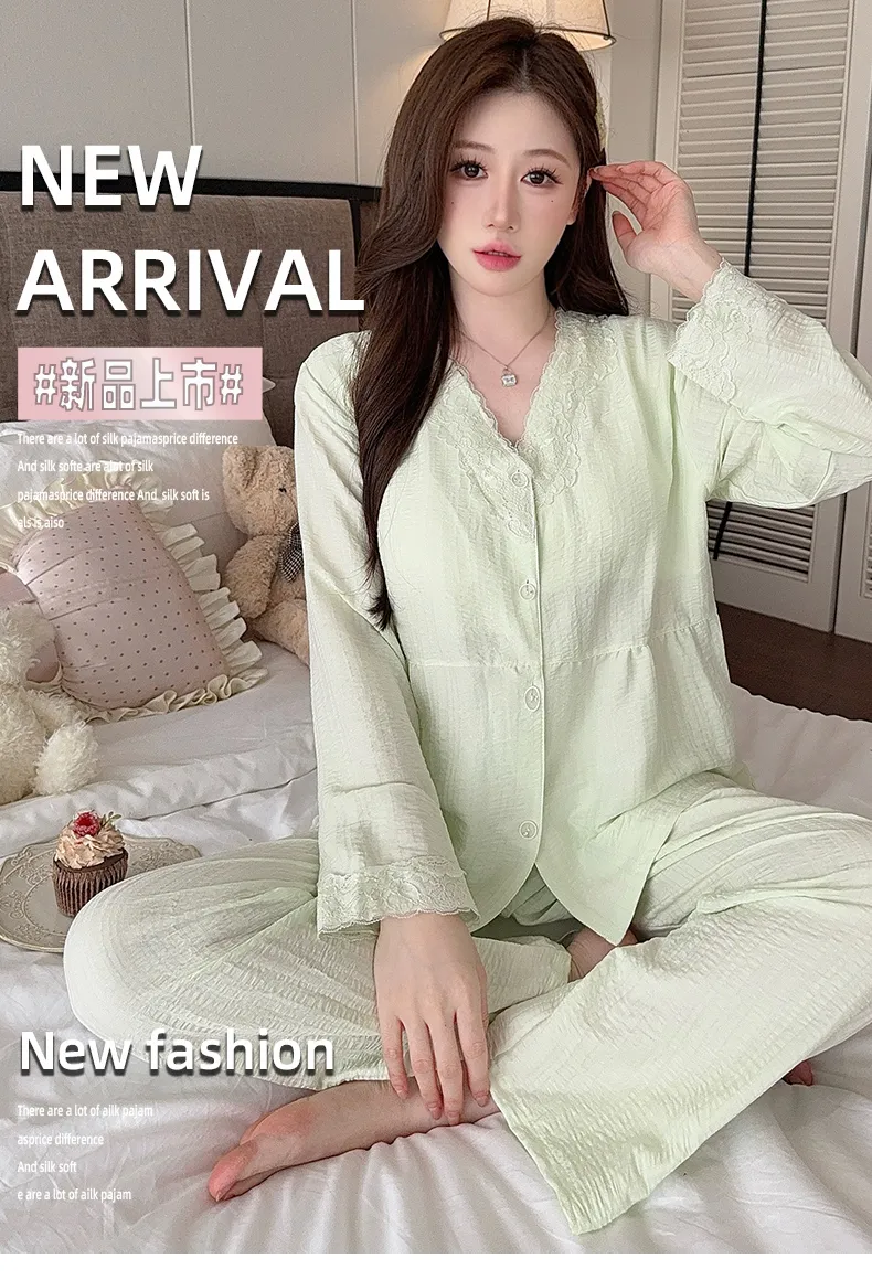 Sleep Beauty Autumn Plus Size 80-220 Jin Pajamas Cloud Cotton Cardigan Thin Casual Style Plus Size MM Loungewear · Wholesale · OEM · Worldwide Shipping - Detail 5