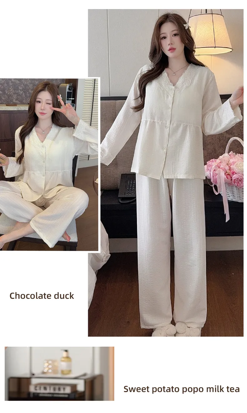 Sleep Beauty Autumn Plus Size 80-220 Jin Pajamas Cloud Cotton Cardigan Thin Casual Style Plus Size MM Loungewear · Wholesale · OEM · Worldwide Shipping - Detail 25
