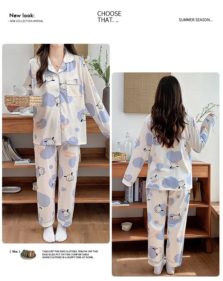 Pyjama de grossesse Belle au bois dormant avec coussinets de poitrine fixes, imitation coton, col revers, gilet, style coréen, tenue de confinement, allaitement, manches longues, tenue d'intérieur · Grossiste · OEM · Mondial - Detail 26