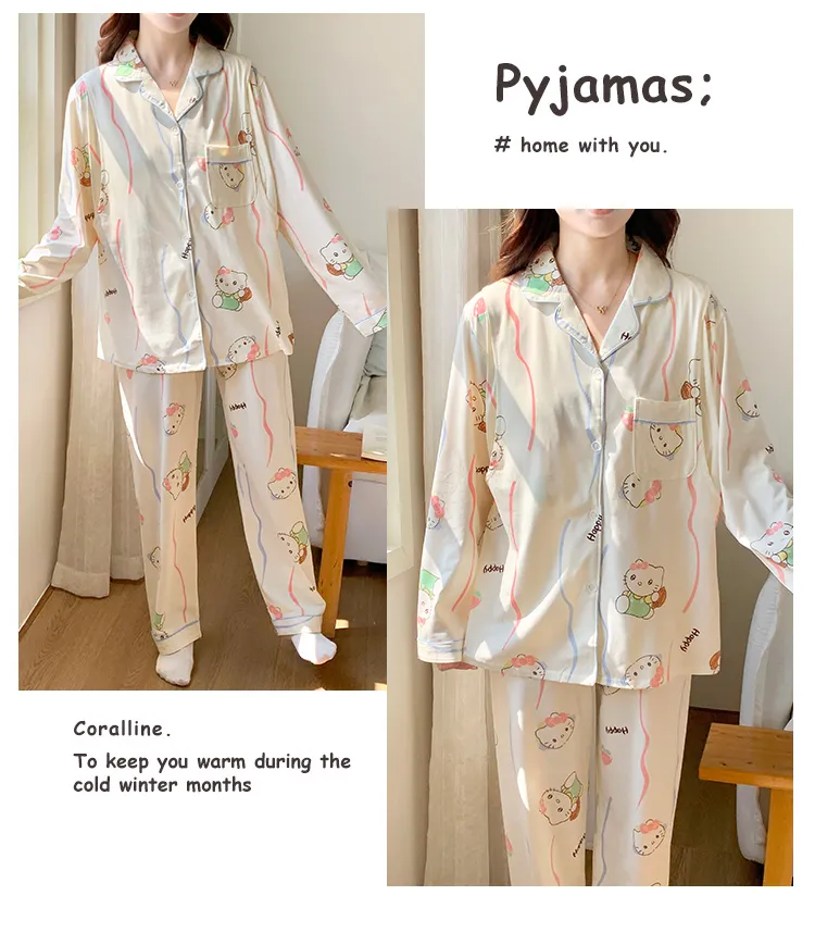 Pyjama de grossesse Belle au bois dormant avec coussinets de poitrine fixes, imitation coton, col revers, gilet, style coréen, tenue de confinement, allaitement, manches longues, tenue d'intérieur · Grossiste · OEM · Mondial - Detail 28