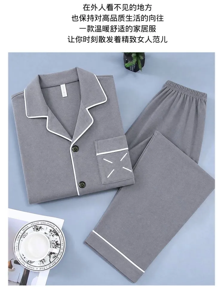Sleep Beauty Winter Double-Sided German Velvet Jacquard Lapel Men's Pajamas Premium Light Luxury Long-Sleeve Loungewear for Outings · Wholesale · OEM · Worldwide Shipping - Detail 27
