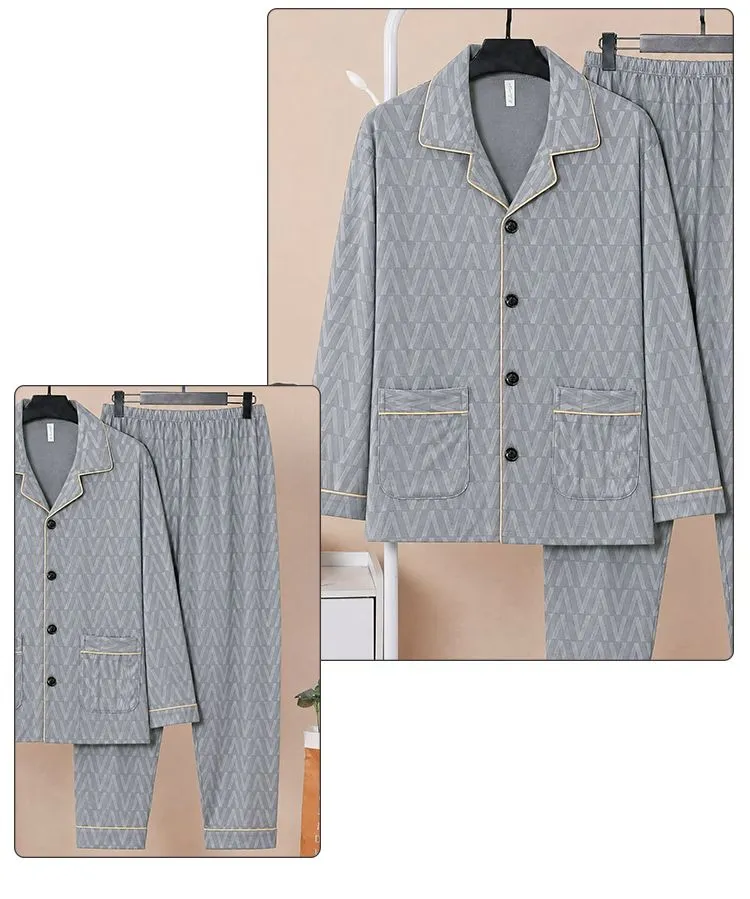 Sleep Beauty Winter Double-Sided German Velvet Jacquard Lapel Men's Pajamas Premium Light Luxury Long-Sleeve Loungewear for Outings · Wholesale · OEM · Worldwide Shipping - Detail 23