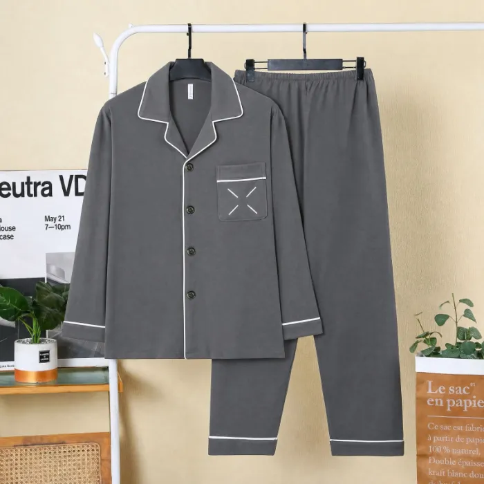 Sleep Beauty Winter Double-Sided German Velvet Jacquard Lapel Men's Pajamas Premium Light Luxury Long-Sleeve Loungewear for Outings · Wholesale · OEM · Worldwide Shipping - Detail 9