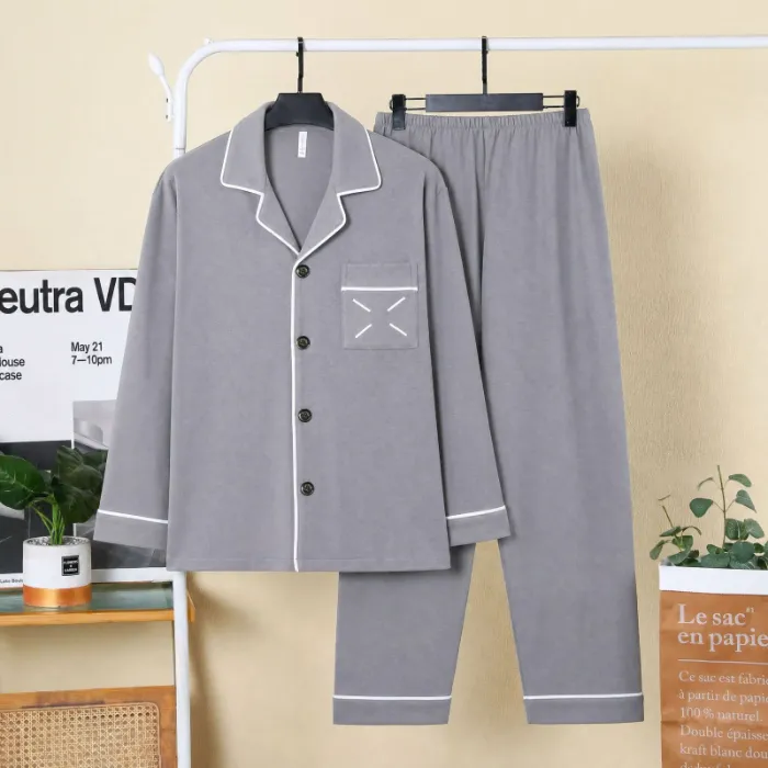 Sleep Beauty Winter Double-Sided German Velvet Jacquard Lapel Men's Pajamas Premium Light Luxury Long-Sleeve Loungewear for Outings · Wholesale · OEM · Worldwide Shipping - Detail 8