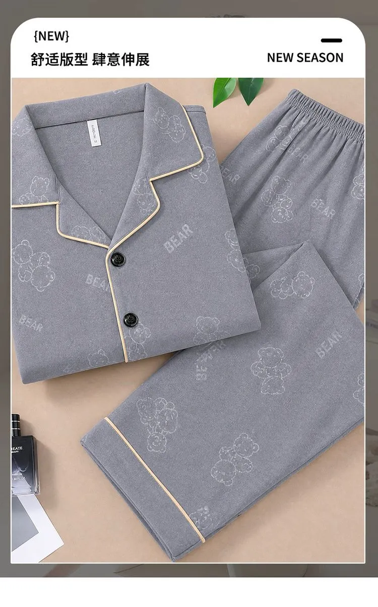 Sleep Beauty Winter Double-Sided German Velvet Jacquard Lapel Men's Pajamas Premium Light Luxury Long-Sleeve Loungewear for Outings · Wholesale · OEM · Worldwide Shipping - Detail 13