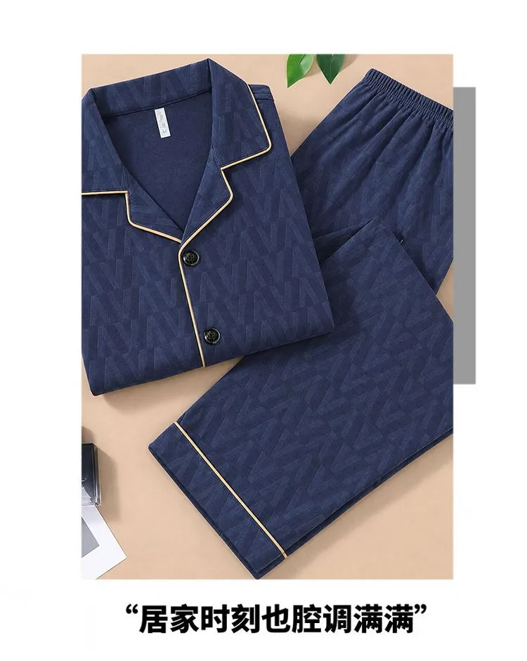 Sleep Beauty Winter Double-Sided German Velvet Jacquard Lapel Men's Pajamas Premium Light Luxury Long-Sleeve Loungewear for Outings · Wholesale · OEM · Worldwide Shipping - Detail 26