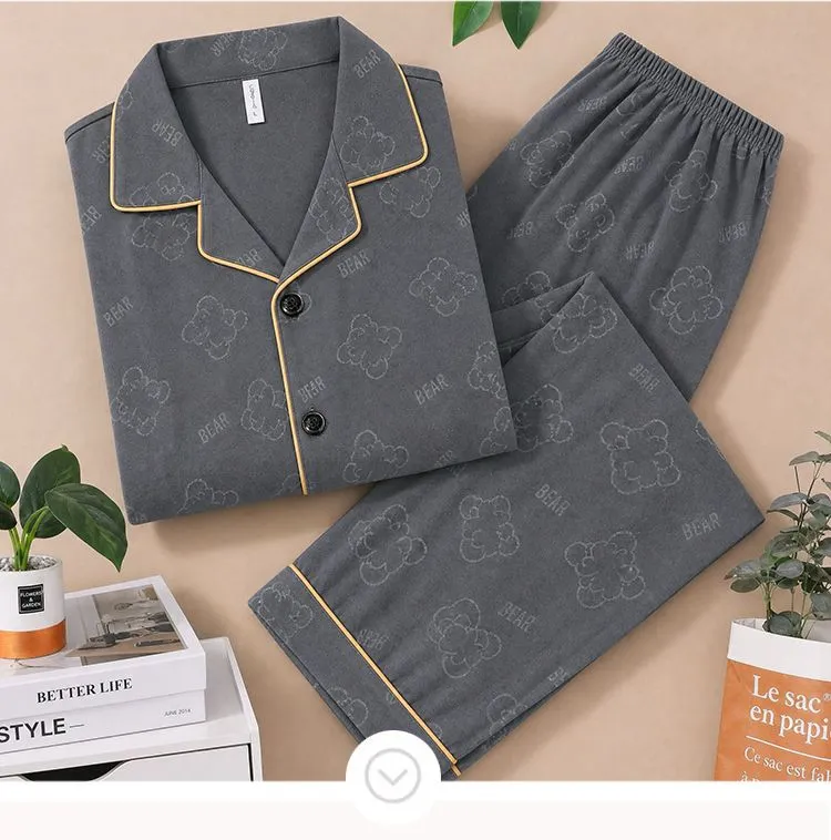 Sleep Beauty Winter Double-Sided German Velvet Jacquard Lapel Men's Pajamas Premium Light Luxury Long-Sleeve Loungewear for Outings · Wholesale · OEM · Worldwide Shipping - Detail 19