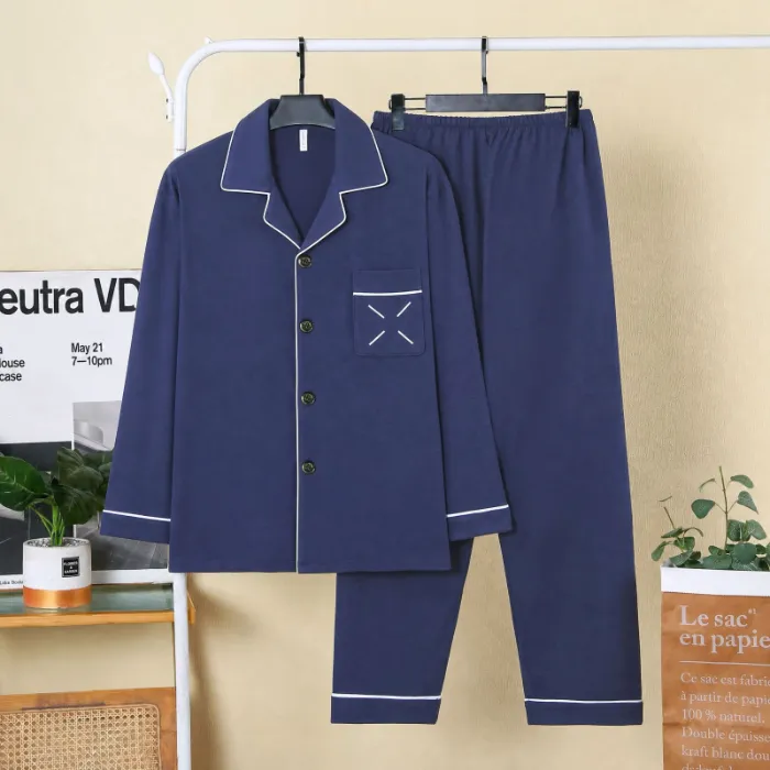 Sleep Beauty Winter Double-Sided German Velvet Jacquard Lapel Men's Pajamas Premium Light Luxury Long-Sleeve Loungewear for Outings · Wholesale · OEM · Worldwide Shipping - Detail 7