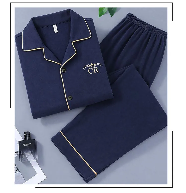 Sleep Beauty Winter Double-Sided German Velvet Jacquard Lapel Men's Pajamas Premium Light Luxury Long-Sleeve Loungewear for Outings · Wholesale · OEM · Worldwide Shipping - Detail 37