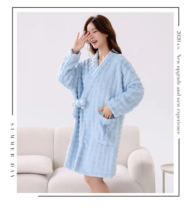 Shuimeifu Peignoir capuche manches longues automne-hiver tissu serviette grille ananas, ample, grande taille, jusqu'à 125kg, homewear · Grossiste · OEM · Mondial - Detail 17