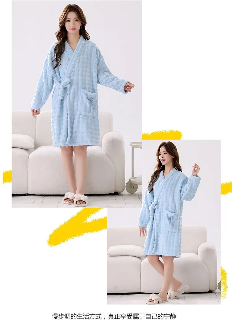 Shuimeifu Peignoir capuche manches longues automne-hiver tissu serviette grille ananas, ample, grande taille, jusqu'à 125kg, homewear · Grossiste · OEM · Mondial - Detail 18