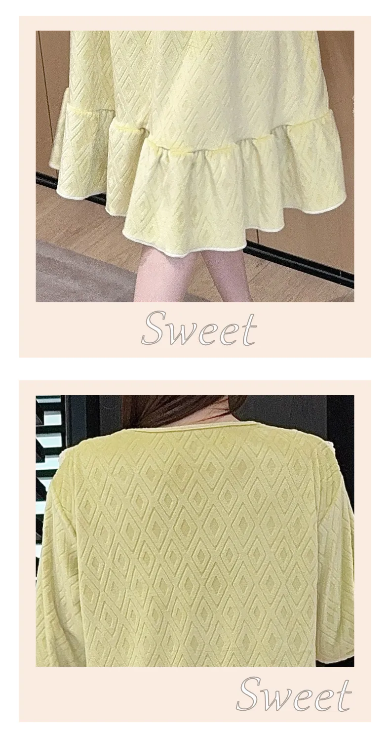 Sleep Beauty French-Style Palace-Inspired Island Velvet Nightdress Women Autumn Winter Sweet Gentle Premium Feel Internet-Famous Loungewear · Wholesale · OEM · Worldwide Shipping - Detail 4