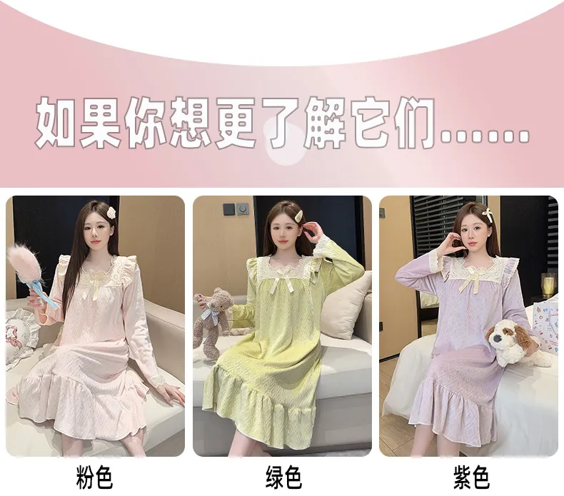 Sleep Beauty French-Style Palace-Inspired Island Velvet Nightdress Women Autumn Winter Sweet Gentle Premium Feel Internet-Famous Loungewear · Wholesale · OEM · Worldwide Shipping - Detail 6