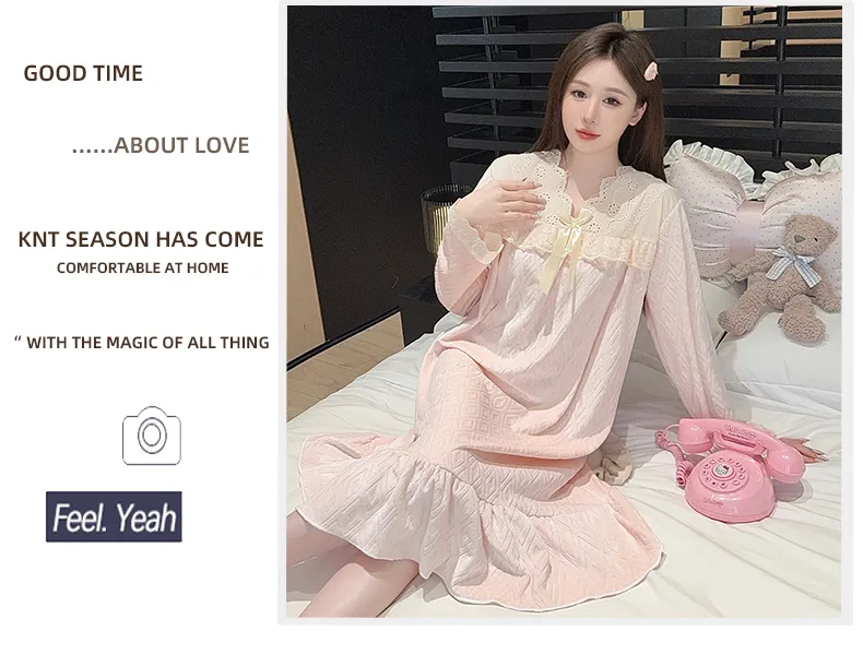 Shuimeifu French Elegant Palace Style Island Velvet Nightdress Women Autumn Winter Sweet Gentle High-End Homewear · Wholesale · OEM · Worldwide Shipping - Detail 8