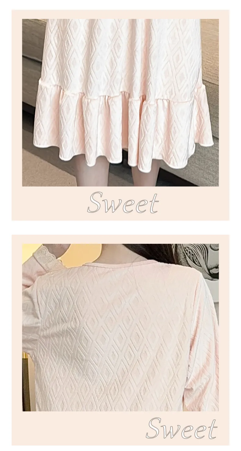 Shuimeifu French Elegant Palace Style Island Velvet Nightdress Women Autumn Winter Sweet Gentle High-End Homewear · Wholesale · OEM · Worldwide Shipping - Detail 4