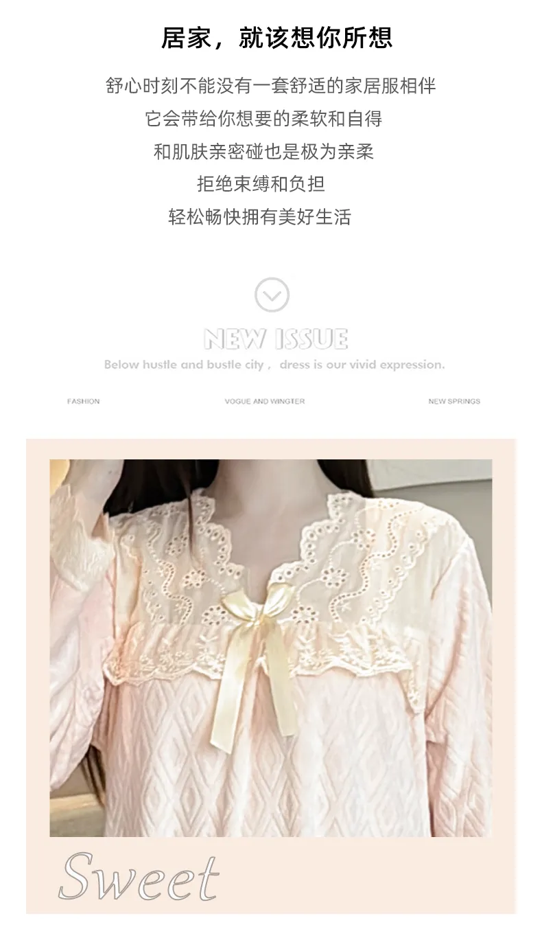 Shuimeifu French Elegant Palace Style Island Velvet Nightdress Women Autumn Winter Sweet Gentle High-End Homewear · Wholesale · OEM · Worldwide Shipping - Detail 3