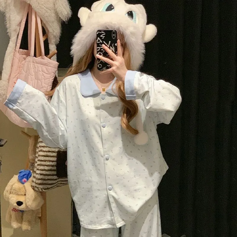 Ensemble pyjama femme lapin sel de mer style coréen, cachemire chaud automne-hiver, manches longues, style ins, imprimé floral, vêtement d'intérieur · Grossiste · OEM · Mondial - Detail 7