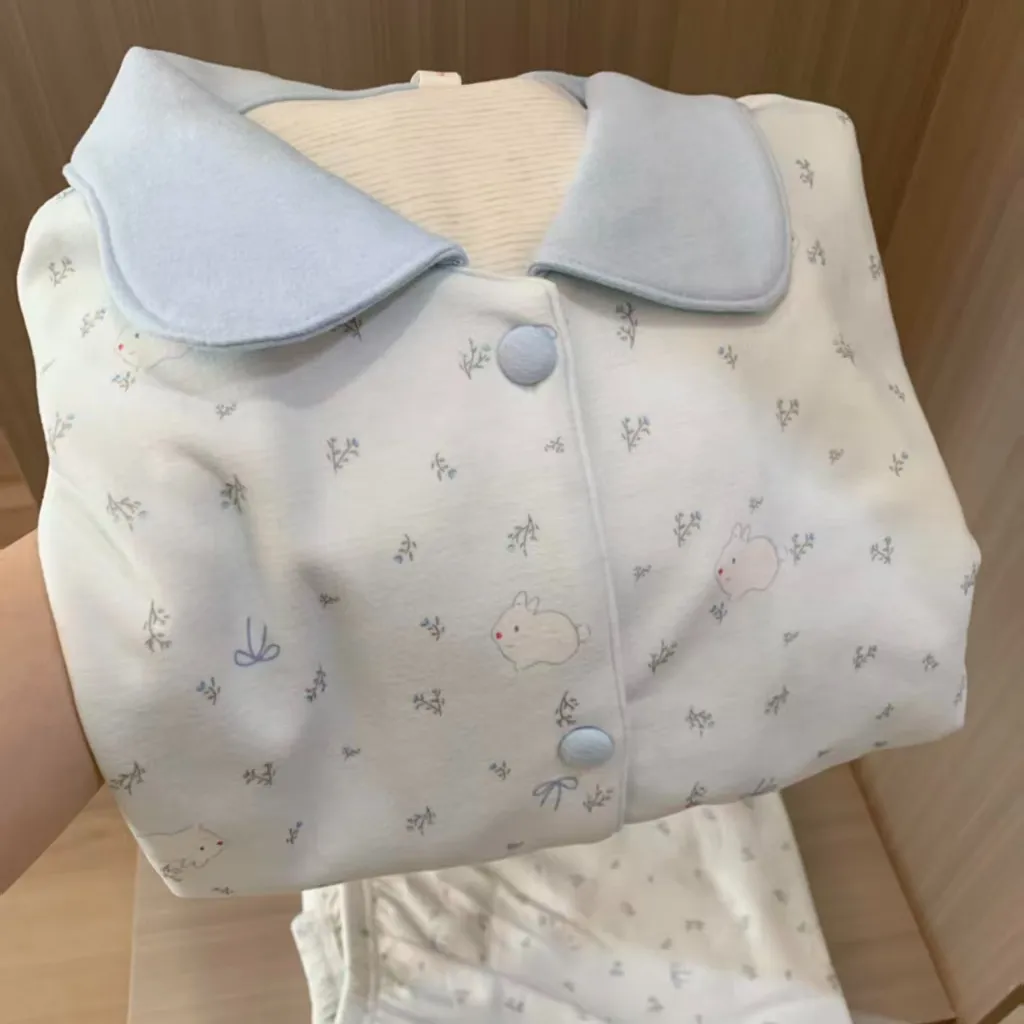 Ensemble pyjama femme lapin sel de mer style coréen, cachemire chaud automne-hiver, manches longues, style ins, imprimé floral, vêtement d'intérieur · Grossiste · OEM · Mondial - Detail 8