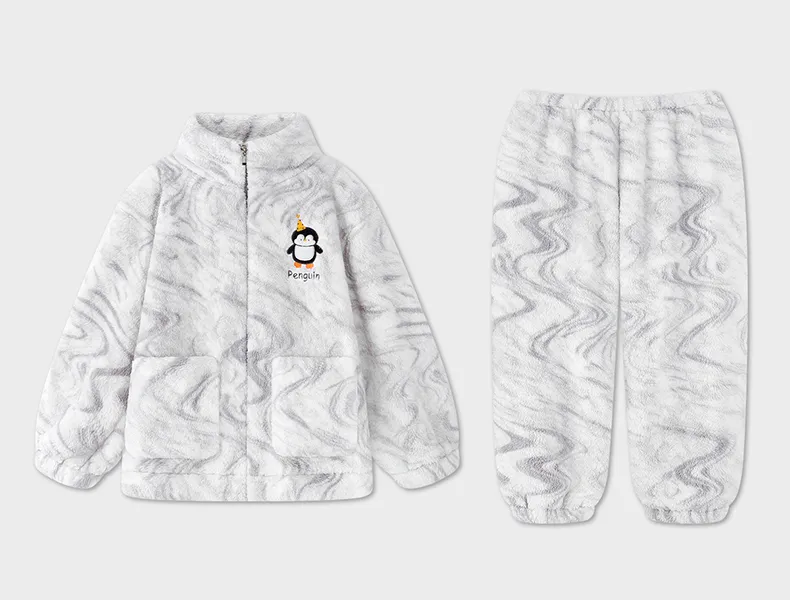 Couple Pajamas Coral Fleece Autumn Winter Thickened Fleece Loose Zipper Loungewear · Wholesale · OEM · Worldwide Shipping - Detail 10