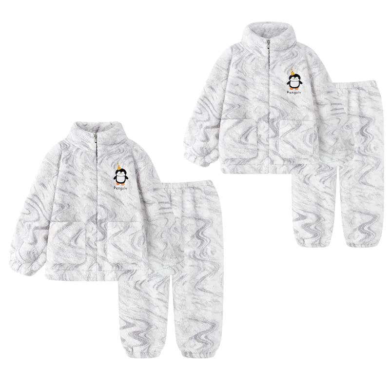 Couple Pajamas Coral Fleece Autumn Winter Thickened Fleece Loose Zipper Loungewear · Wholesale · OEM · Worldwide Shipping - View 4