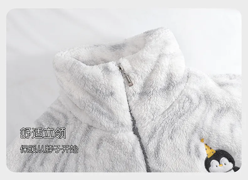 Men's Pajamas Coral Fleece Autumn Winter Thickened Fleece Loose Fit Zipper Loungewear · Wholesale · OEM · Worldwide Shipping - Detail 10