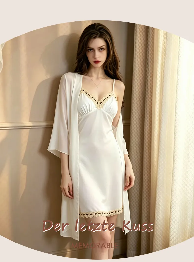 2026 New Women's Ice Silk Camisole Nightgown with Padding and Lace, Sexy Light Luxury Western-Style Premium Sleepwear · Wholesale · OEM · Worldwide Shipping - Detail 22
