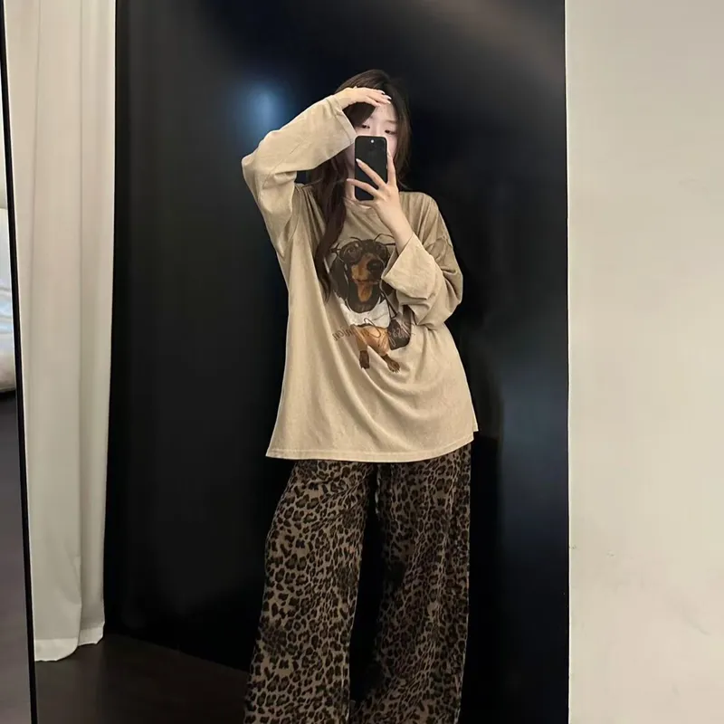 Korean Style Pajamas for Women Spring and Autumn Fashion Pajama Set Women Purple Tone Little Leopard Cute Loungewear Set · Wholesale · OEM · Worldwide Shipping - View 3