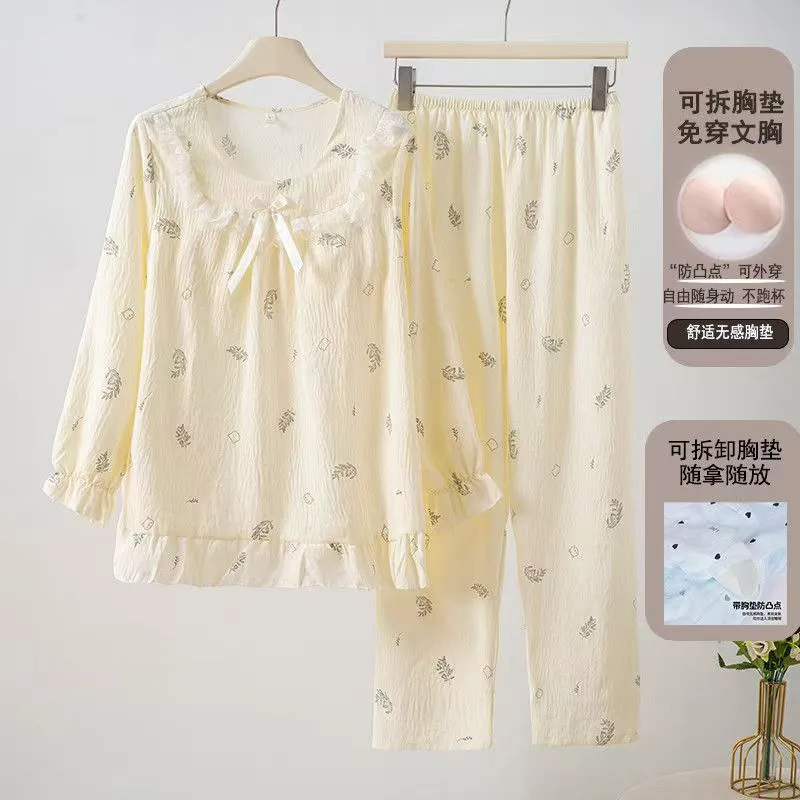 Nouveauté printemps-automne pyjama à manches longues avec coussinets d'allaitement, style princesse nuage coton dentelle, adorable et doux, tenue d'intérieur pour jeune fille · Grossiste · OEM · Mondial - Detail 10