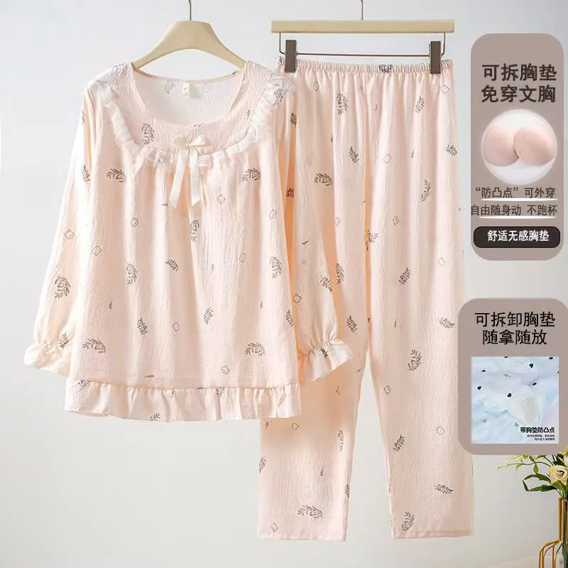 Nouveauté printemps-automne pyjama à manches longues avec coussinets d'allaitement, style nuage coton dentelle, princesse mignonne et douce, tenue d'intérieur · Grossiste · OEM · Mondial - View 3