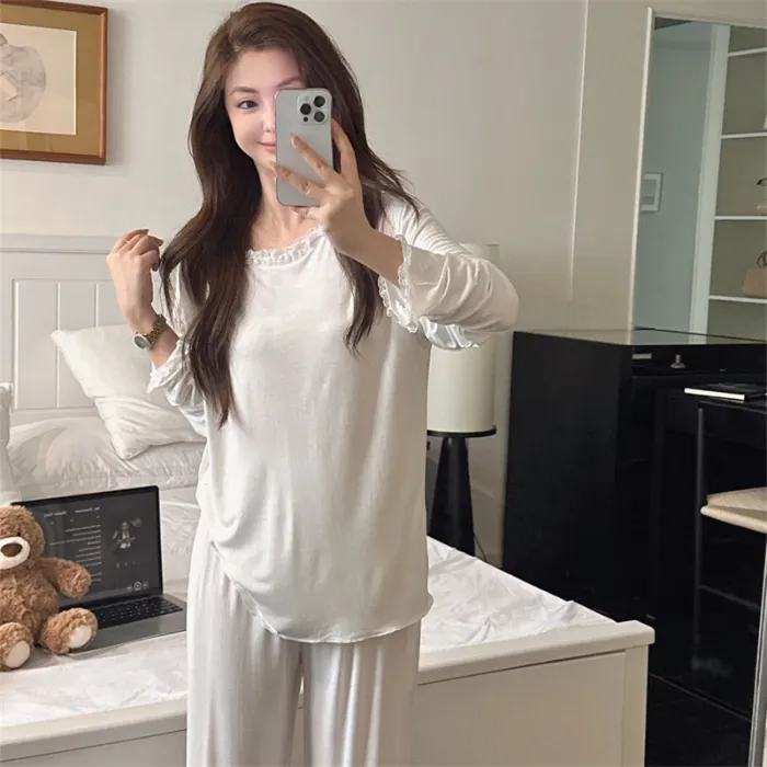 Women's Pajamas Lace Trim Pure Allure Lazy Style Set Fashionable Loungewear Set · Wholesale · OEM · Worldwide Shipping - Detail 1