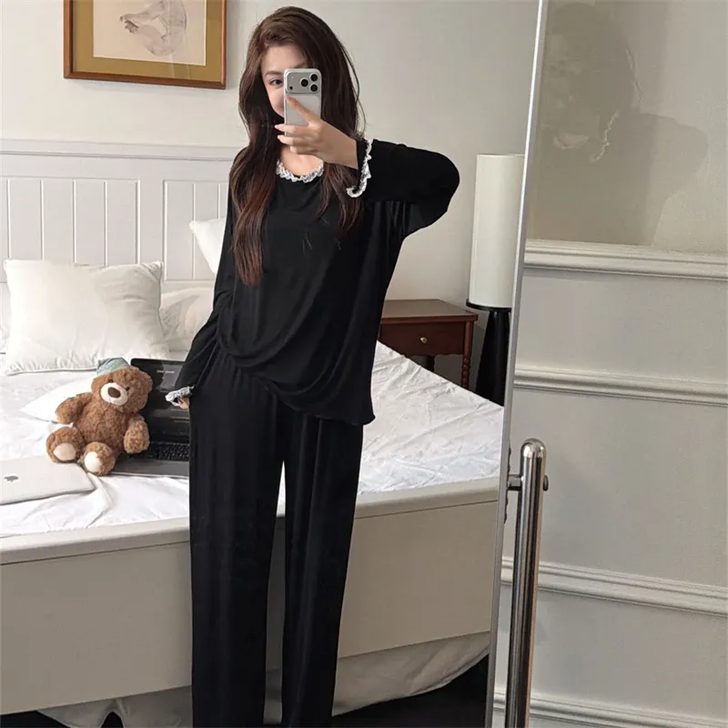 Women's Pajamas Lace Trim Pure Allure Lazy Style Set Fashionable Loungewear Set · Wholesale · OEM · Worldwide Shipping - View 3