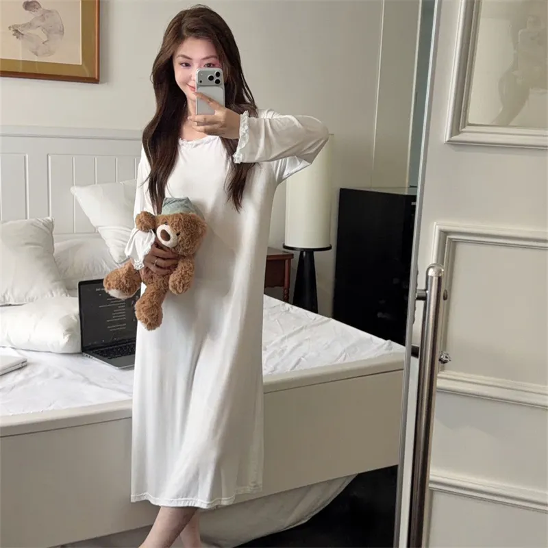 Women's Nightdress Lace Trim Pure Allure Style Lazy Lounge Nightdress · Wholesale · OEM · Worldwide Shipping - View 1