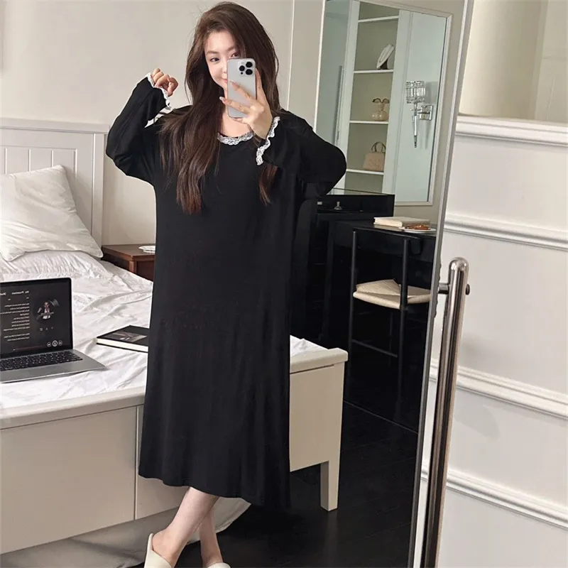 Women's Nightdress Lace Trim Pure Allure Style Lazy Lounge Nightdress · Wholesale · OEM · Worldwide Shipping - View 2