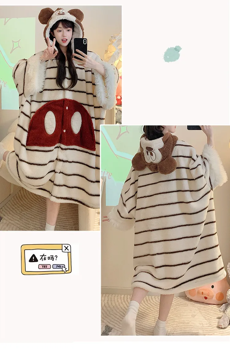 Long Plush 270g Bathrobe Autumn Winter Wearable Cloak Outer Robe Sleepwear Loose Plus Size 175kg Nightdress · Wholesale · OEM · Worldwide Shipping - Detail 7