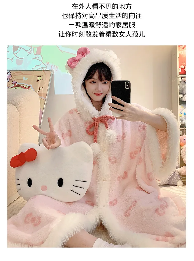 Long Plush 270g Bathrobe Autumn Winter Wearable Cloak Outer Robe Sleepwear Loose Plus Size 175kg Nightdress · Wholesale · OEM · Worldwide Shipping - Detail 14