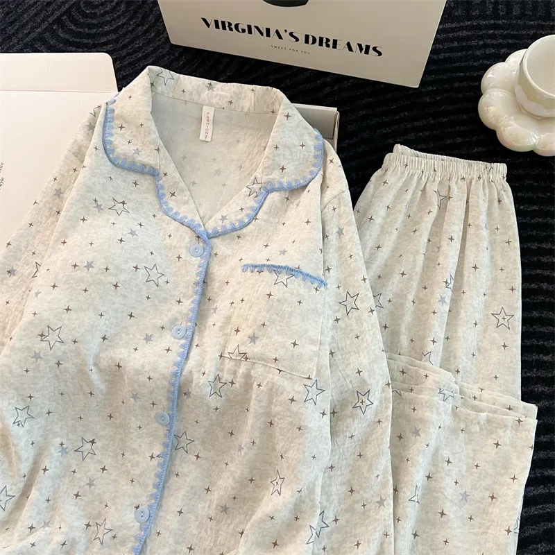 Women's Pajamas 2026 New Spring Autumn Long Sleeve Long Pants Loose Loungewear Set · Wholesale · OEM · Worldwide Shipping - Detail 5