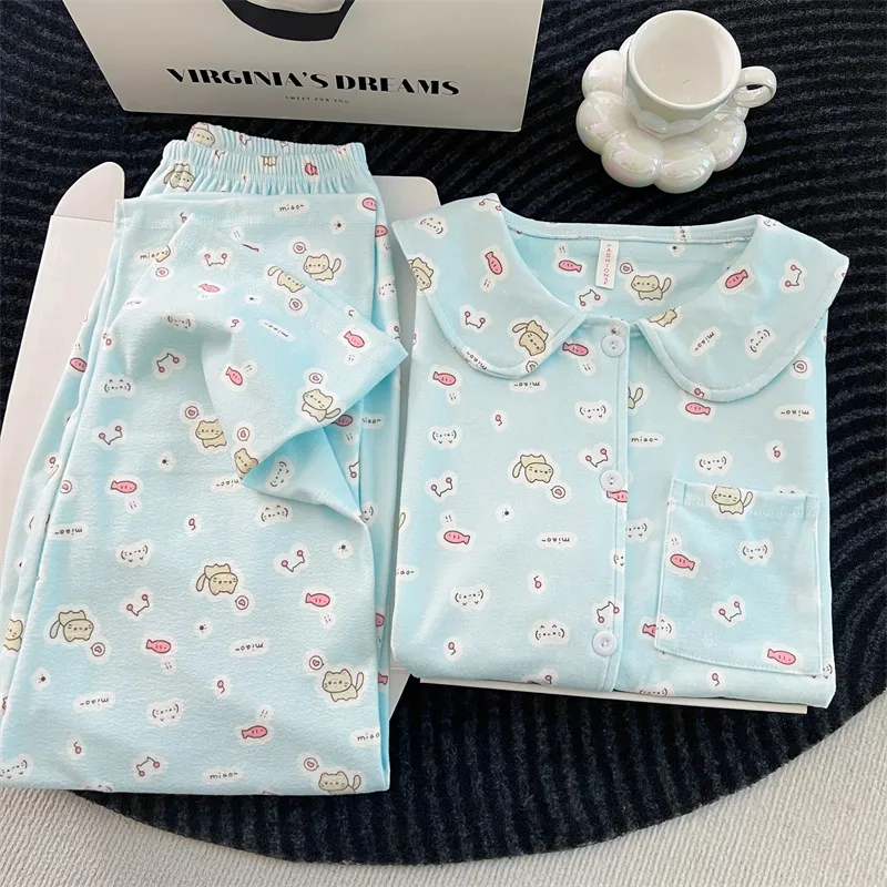 Women's Pajamas 2026 New Spring Autumn Long Sleeve Long Pants Loose Loungewear Set · Wholesale · OEM · Worldwide Shipping - Detail 2