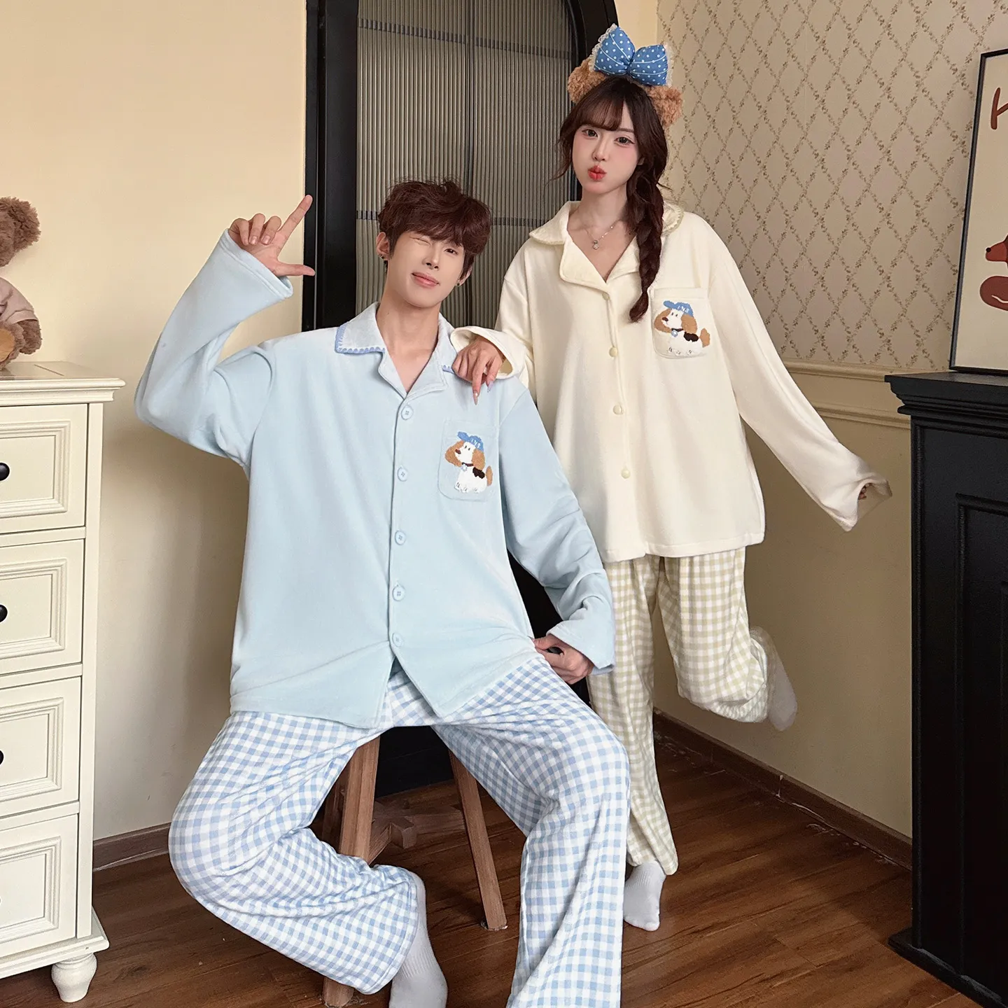 Couple's 280g Island Fleece Double Pocket Online Price Control Not Lower Than 99.9 Yuan · Wholesale · OEM · Worldwide Shipping