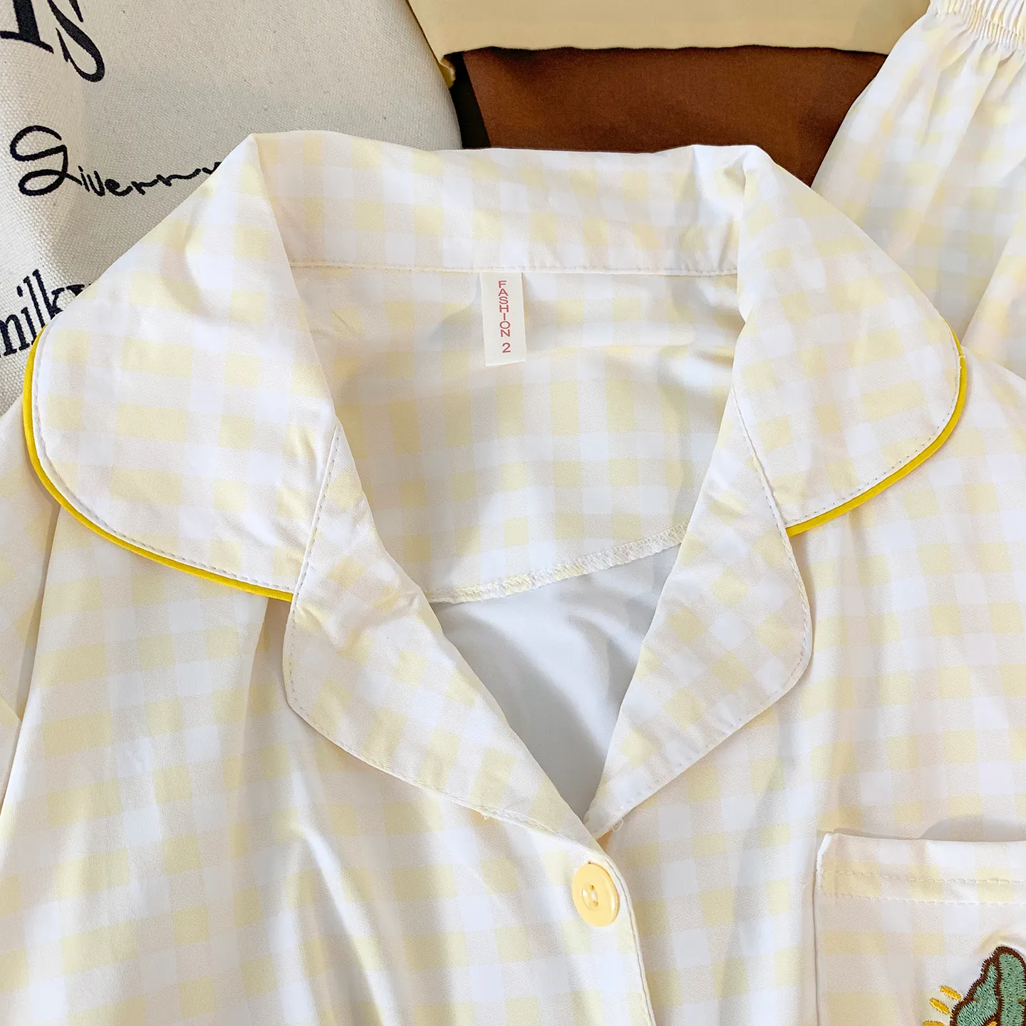 Cute Cartoon Embroidered Pajamas Women Spring Autumn Cloud-Feel Cotton Long Sleeve Long Pants Thin Cardigan Loungewear Set · Wholesale · OEM · Worldwide Shipping - Detail 3