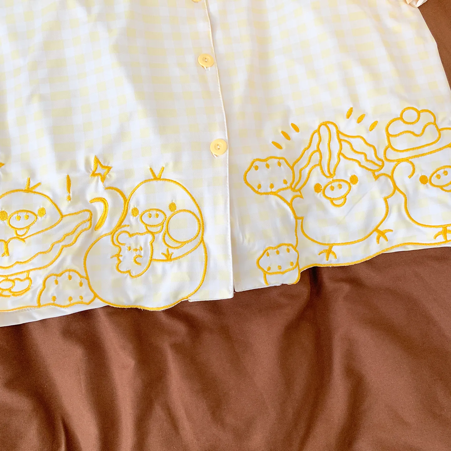 Cute Cartoon Embroidered Pajamas Women Spring Autumn Cloud-Feel Cotton Long Sleeve Long Pants Thin Cardigan Loungewear Set · Wholesale · OEM · Worldwide Shipping - Detail 5