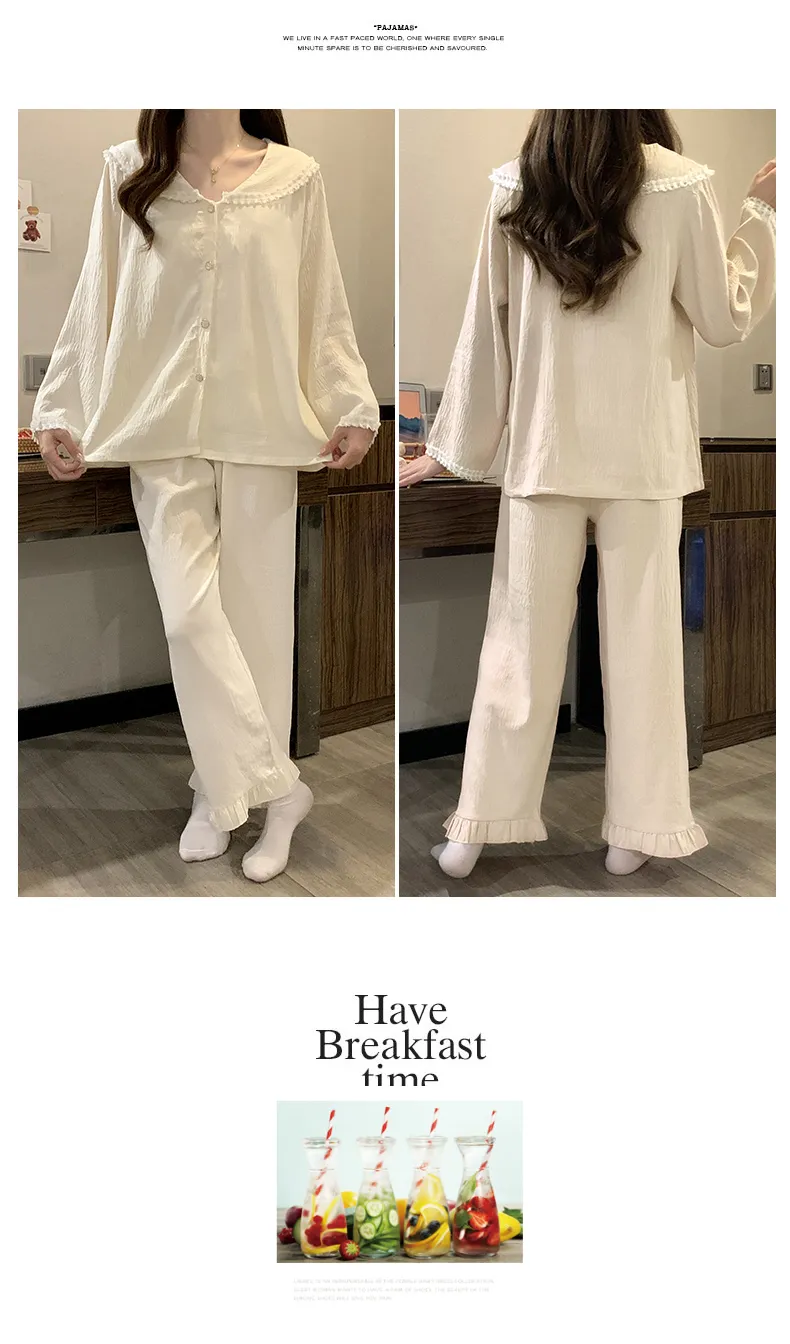 구름솜 파자마 여성 가을 달콤한 캐미솔 브라패드 포함 긴팔 긴바지 빅사이즈 230근 3종 세트 홈웨어 · 도매 · OEM · 전 세계 배송 - Detail 14
